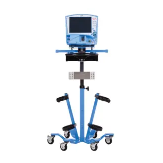 full-function invasive and noninvasive VELA ventilator mounted on a cart.