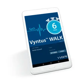 Another close up of the tablet app display screen for the Vyntus Walk mobile exercise testing device